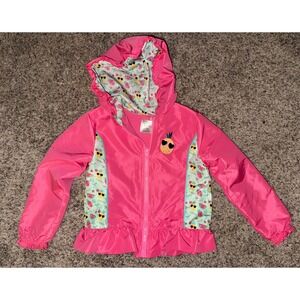 Lily and Dan Girls Raincoat Hooded Jacket Pink‎ Size XS (4-5) Pink Pineapples